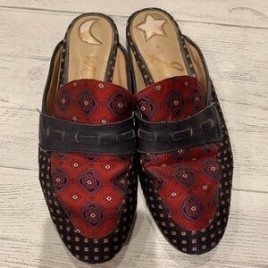Sam Edelman red and navy print slip on mule size 5